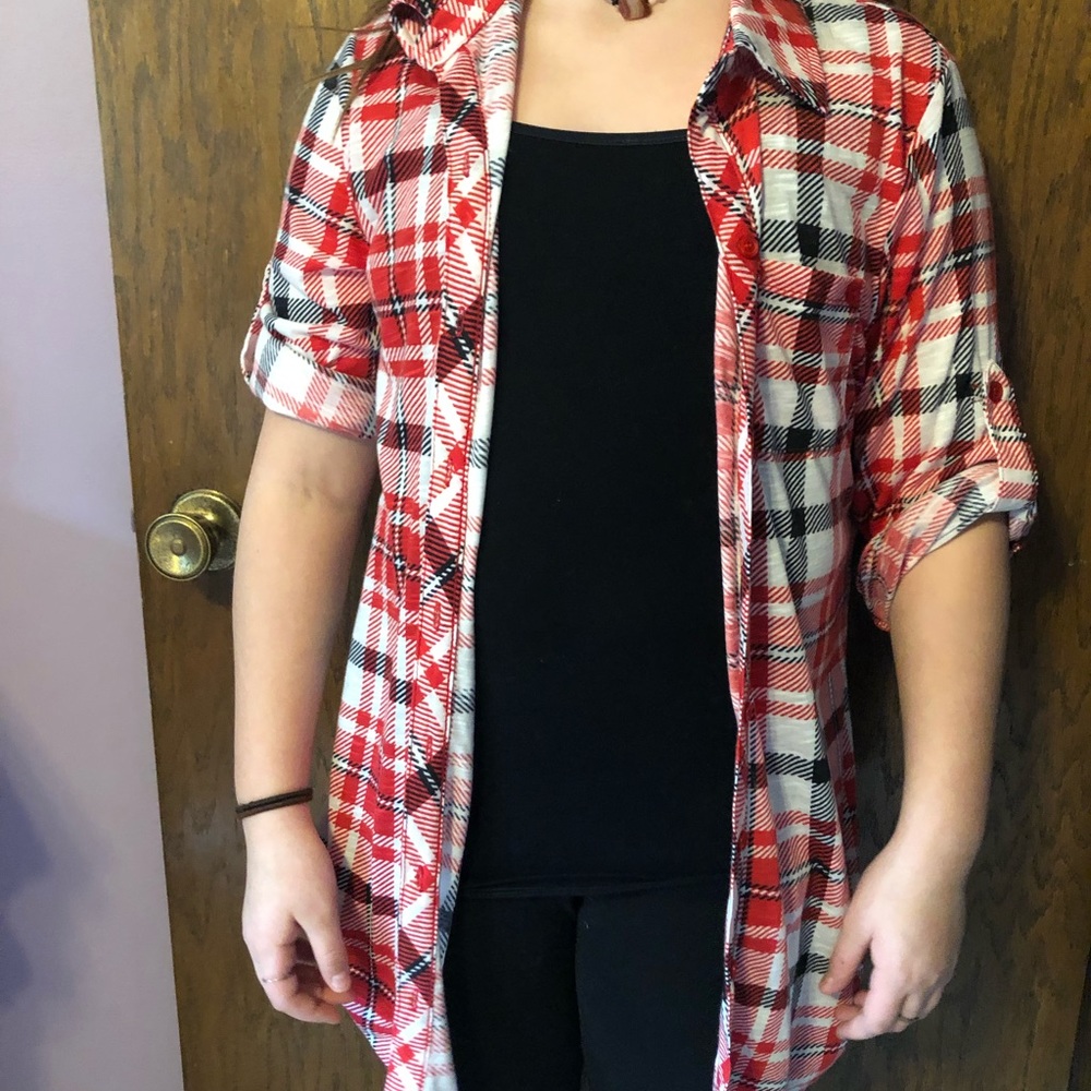 Plaid over shirt